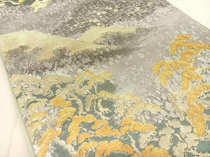 平和屋着物◎六通柄袋帯　唐織　遠山枝松文　金銀糸　正絹　逸品　BAAW7290qw