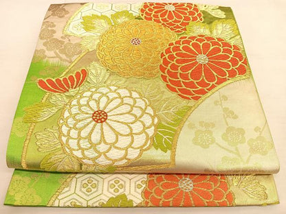 平和屋着物◎六通柄袋帯　唐織　草花文　やまとオリジナル　金糸　正絹　逸品　BAAW7294qw