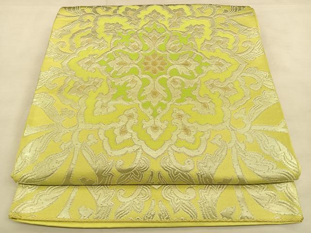 平和屋着物◎六通柄袋帯　花唐草文　銀糸　正絹　逸品　BAAW7305qw