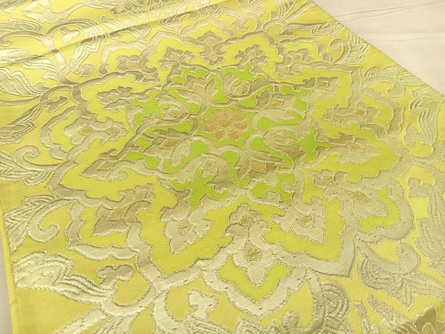 平和屋着物◎六通柄袋帯　花唐草文　銀糸　正絹　逸品　BAAW7305qw