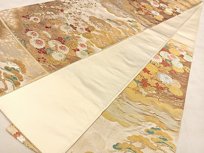 平和屋着物◎六通柄袋帯　唐織　蒔絵春秋　金銀糸　正絹　逸品　BAAW7310qw