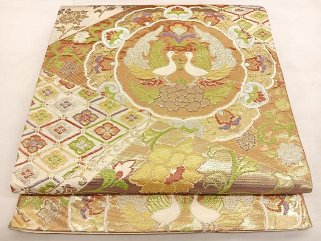 平和屋着物◎六通柄袋帯　花鳥唐草文　金銀糸　正絹　逸品　BAAW7317qw