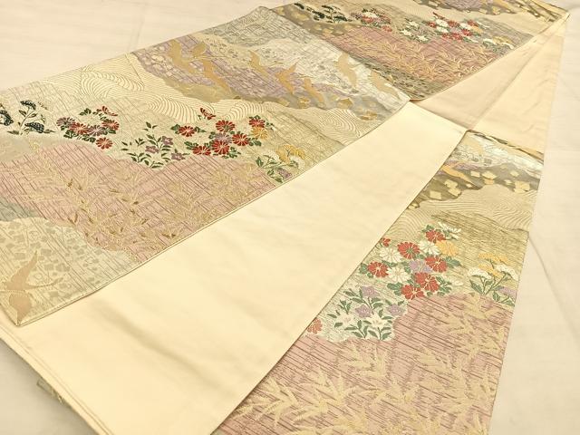 平和屋着物◎六通柄袋帯　道長花鳥文　金糸　正絹　逸品　BAAW7320qw