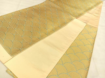 平和屋着物◎六通柄袋帯　唐織　青海波　金糸　正絹　逸品　BAAW7323qw
