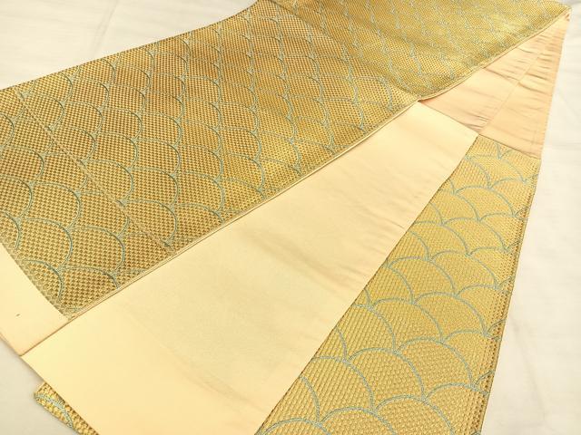 平和屋着物◎六通柄袋帯　唐織　青海波　金糸　正絹　逸品　BAAW7323qw