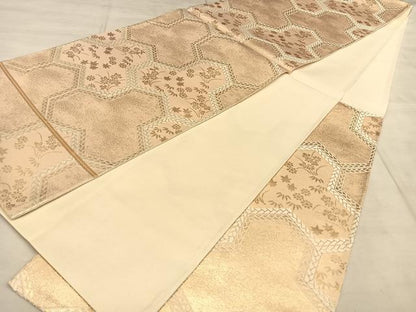 平和屋着物◎六通柄袋帯　唐織　毘沙門亀甲花文　金糸　正絹　逸品　BAAW7332qw