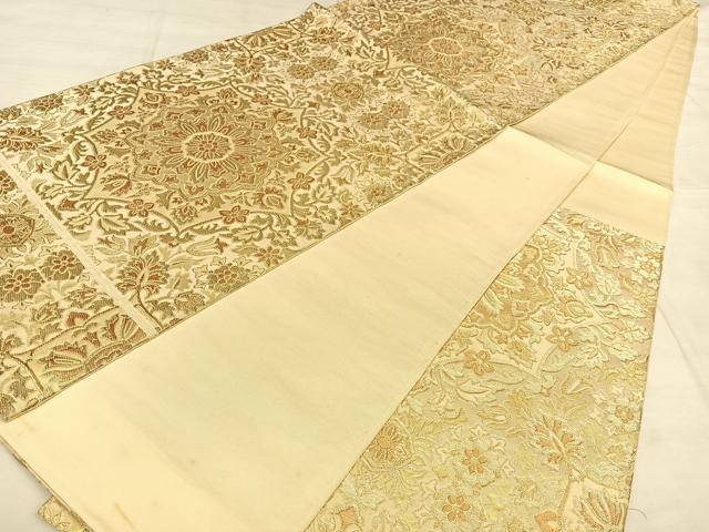 平和屋着物◎六通柄袋帯　唐織　正倉院花文　金糸　正絹　逸品　BAAW7335qw