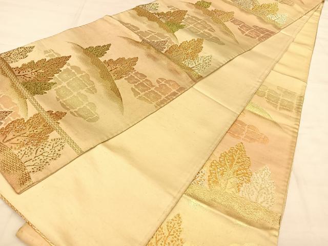 平和屋着物◎六通柄袋帯　唐織　雲取り樹林文　金銀糸　正絹　逸品　BAAW7337qw