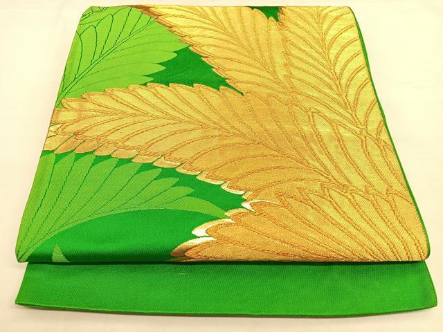 平和屋着物◎西陣　六通柄袋帯　唐織　舞葉文　金糸　証紙付き　正絹　逸品　BAAW7338qw