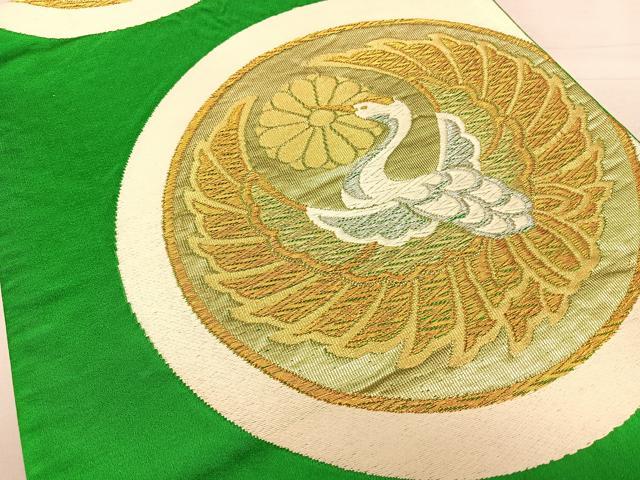 平和屋着物◎六通柄袋帯　唐織　花鳥丸文　金銀糸　正絹　逸品　BAAW7348qw