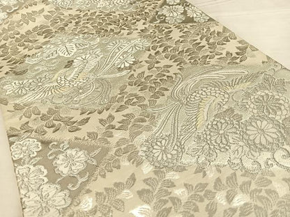 平和屋着物◎六通柄袋帯 花鳥菱文 プラチナ箔 正絹 逸品 BAAW7353qw