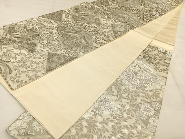 平和屋着物◎六通柄袋帯 花鳥菱文 プラチナ箔 正絹 逸品 BAAW7353qw