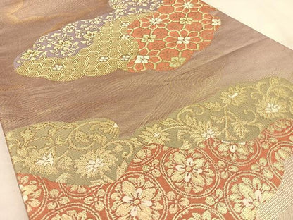 平和屋着物◎六通柄袋帯 唐織 雲取り吉祥文 金糸 正絹 逸品 BAAW7357qw