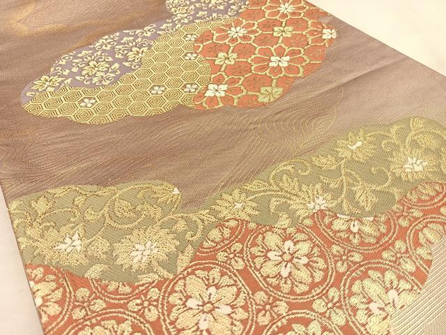 平和屋着物◎六通柄袋帯 唐織 雲取り吉祥文 金糸 正絹 逸品 BAAW7357qw