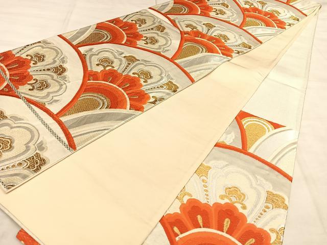 平和屋着物◎西陣 六通柄袋帯 唐織 花青海波 金銀糸 正絹 逸品 BAAW7358qw