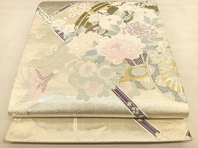 平和屋着物◎六通柄袋帯 唐織 京どんす プラチナ箔二重織 正絹 逸品 BAAW7366qw