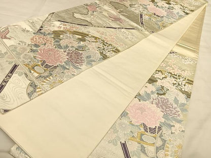 平和屋着物◎六通柄袋帯 唐織 京どんす プラチナ箔二重織 正絹 逸品 BAAW7366qw