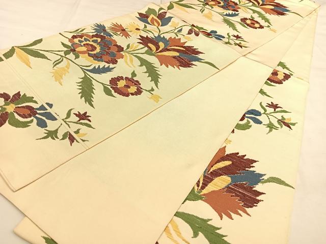 平和屋着物◎六通柄　本袋帯　更紗花唐草文　正絹　逸品　BAAW7370qw