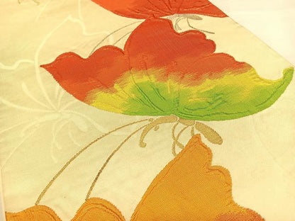 平和屋着物◎六通柄袋帯 舞蝶文 金糸 正絹 逸品 BAAW7372qw