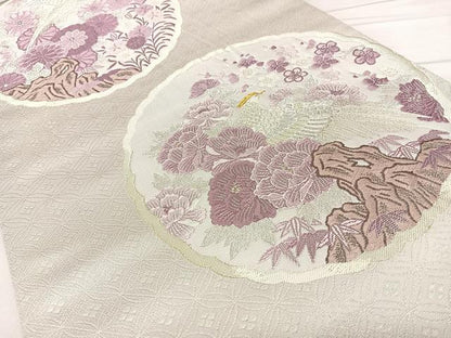 平和屋着物◎六通柄袋帯　唐織　花鳥丸文　金銀糸　正絹　逸品　BAAW7376qw