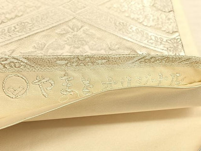 平和屋着物◎六通柄袋帯 唐織 天井花文 やまとオリジナル 銀糸 正絹 逸品 BAAW7399qw