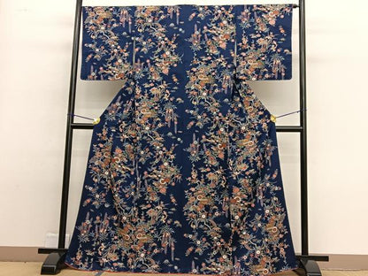 平和屋着物■上質な小紋 御所解花鳥文 金彩 正絹 逸品 未使用 BAAW7425hv