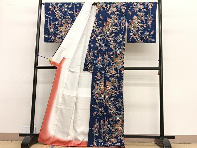 平和屋着物■上質な小紋 御所解花鳥文 金彩 正絹 逸品 未使用 BAAW7425hv