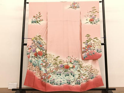 平和屋着物■豪華振袖　流水花文　暈し染め　金彩　正絹　逸品　BAAW7591hv