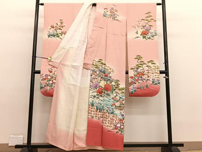 平和屋着物■豪華振袖　流水花文　暈し染め　金彩　正絹　逸品　BAAW7591hv