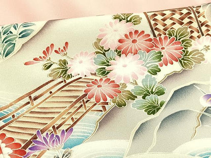 平和屋着物■豪華振袖　流水花文　暈し染め　金彩　正絹　逸品　BAAW7591hv