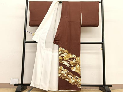 平和屋着物■豪華色留袖　駒刺繍　風景文　金彩　正絹　逸品　BAAW7595hv