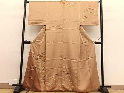 平和屋着物■訪問着 駒刺繍 浜松文 金彩 ますいわ扱い 正絹 逸品 BAAW7603hv
