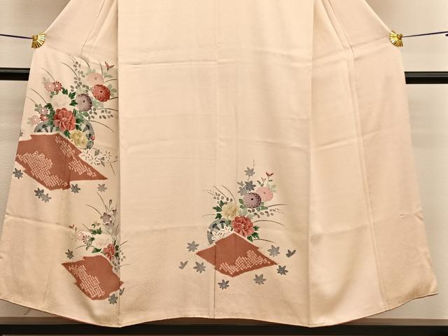 平和屋着物■訪問着　絞り　刺繍　花車文　正絹　逸品　BAAW7611hv