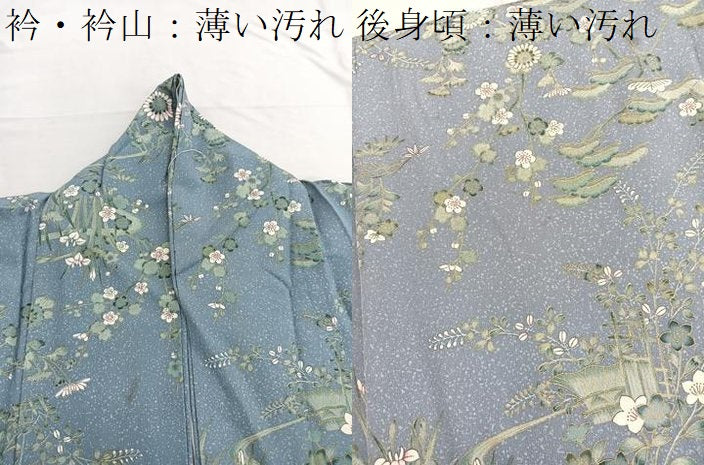 平和屋着物■上質な小紋　流水花文　たたき染め　金彩　正絹　逸品　BAAW7619hv