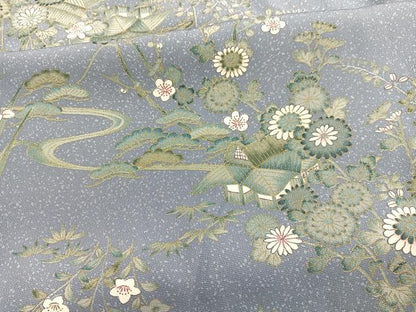 平和屋着物■上質な小紋　流水花文　たたき染め　金彩　正絹　逸品　BAAW7619hv