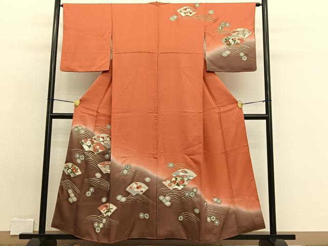 平和屋着物■訪問着　立波地紙花文　暈し染め　金彩　正絹　逸品　BAAW7622hv
