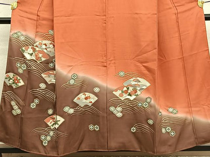平和屋着物■訪問着　立波地紙花文　暈し染め　金彩　正絹　逸品　BAAW7622hv