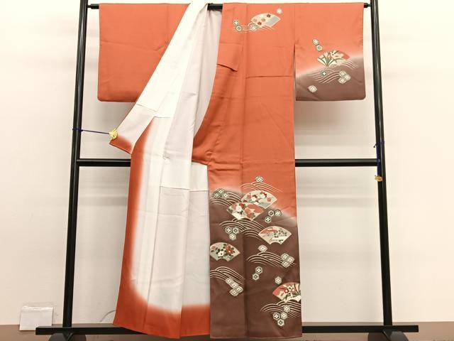 平和屋着物■訪問着　立波地紙花文　暈し染め　金彩　正絹　逸品　BAAW7622hv