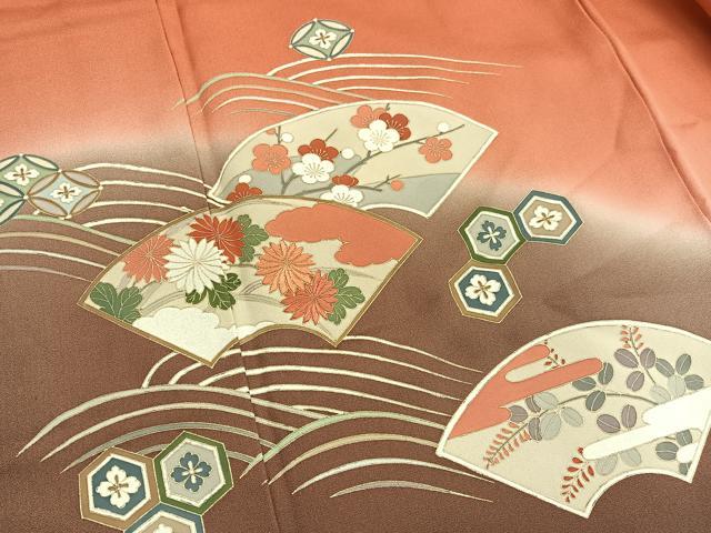 平和屋着物■訪問着　立波地紙花文　暈し染め　金彩　正絹　逸品　BAAW7622hv