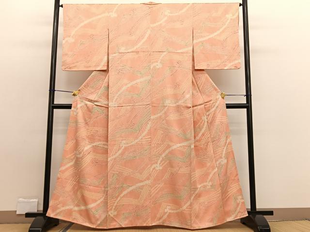 平和屋着物■上質な小紋　総絞り　幾何学文様　正絹　逸品　BAAW7629hv