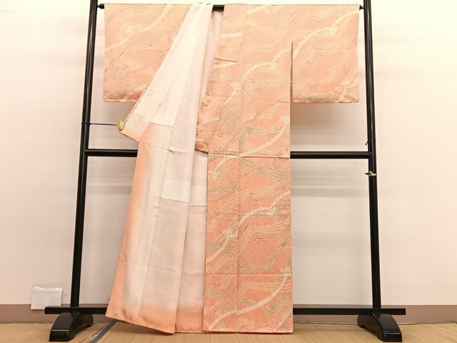 平和屋着物■上質な小紋　総絞り　幾何学文様　正絹　逸品　BAAW7629hv