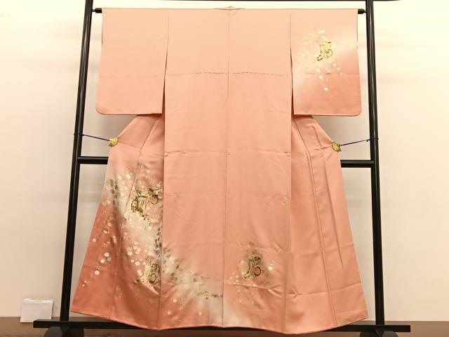 平和屋着物■訪問着　御所車花文　暈し染め　金銀彩　正絹　逸品　BAAW7630hv
