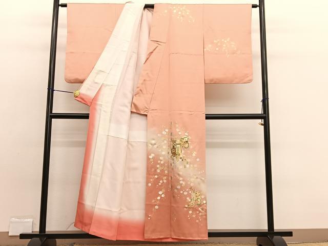 平和屋着物■訪問着　御所車花文　暈し染め　金銀彩　正絹　逸品　BAAW7630hv