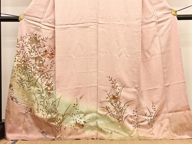 平和屋着物■訪問着 地紙花文 たたき染め 金彩 正絹 逸品 BAAW7631hv