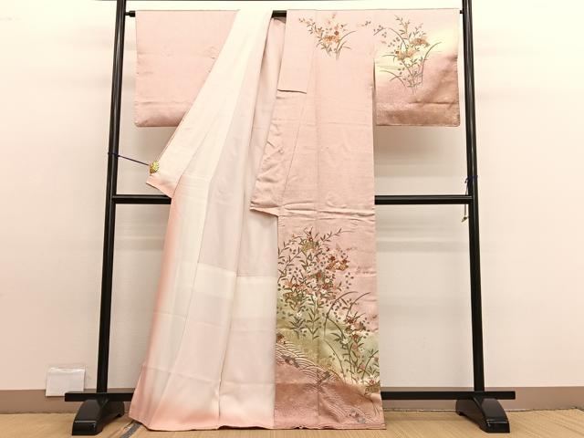 平和屋着物■訪問着 地紙花文 たたき染め 金彩 正絹 逸品 BAAW7631hv