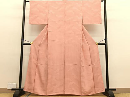 平和屋着物■上質な色無地　道長地紋　深支子色　正絹　逸品　BAAW7645hv