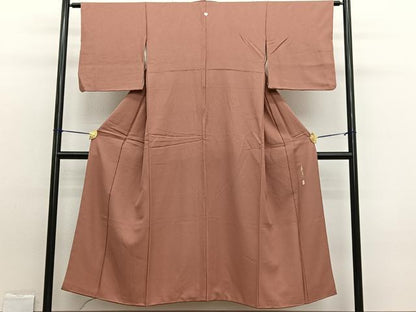 平和屋着物■本草木染作家 瑞寶 色無地 紋意匠 纁色 正絹 逸品 BAAW7647hv