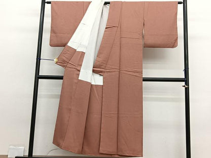 平和屋着物■本草木染作家 瑞寶 色無地 紋意匠 纁色 正絹 逸品 BAAW7647hv