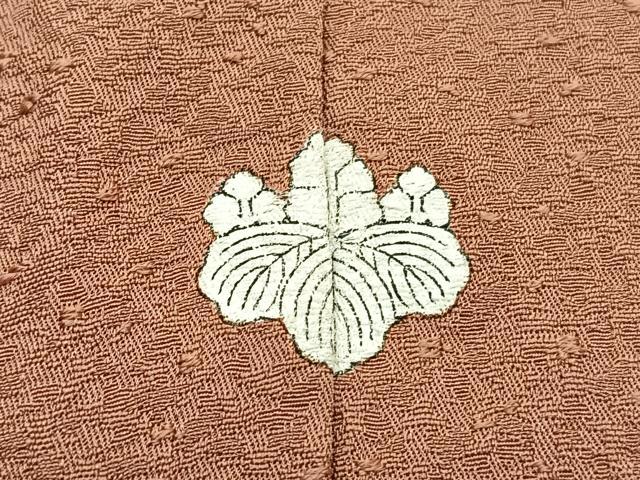 平和屋着物■本草木染作家 瑞寶 色無地 紋意匠 纁色 正絹 逸品 BAAW7647hv