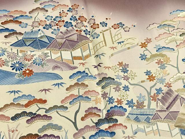 平和屋着物■友禅作家の巨匠　浅井青仁　色留袖　刺繍　松竹梅　御所解文　暈し染め　金彩　正絹　逸品　BAAW7660hv